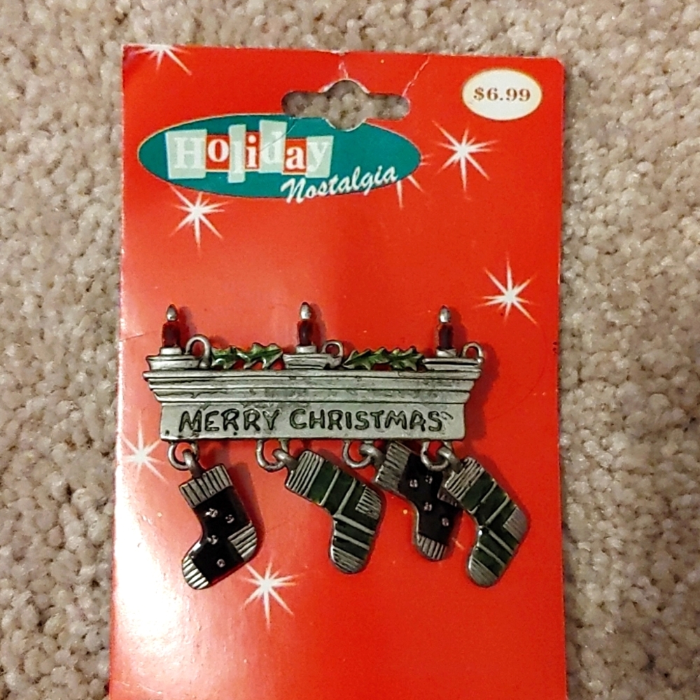 Merry Christmas stocking pin, New
